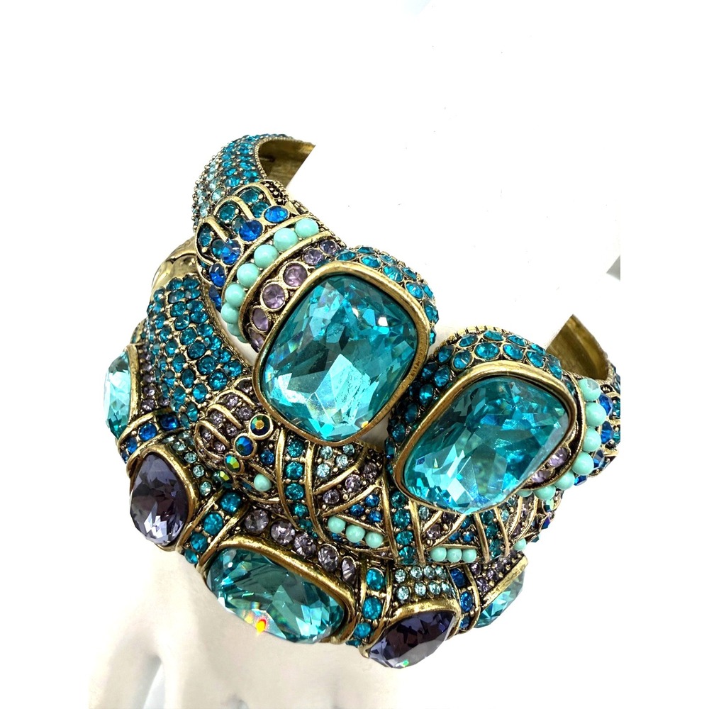 Heidi Daus Triple Play Crystal Bangle Bracelet 3 pc BLUE SZ S/M STUNNING BLUES! - Picture 5 of 12